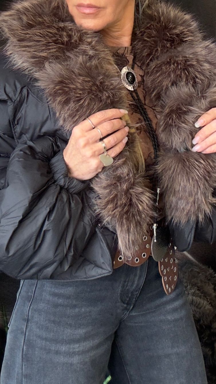 GIACCA PIUMINO CON COLLO PELLICCIA neri