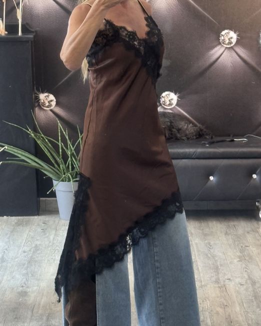 VESTITO ICONIC ASIMMETRICO marrone