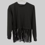 FELPA DALLAS CON FRANGE LUNGHE colore nero