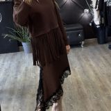 FELPA DALLAS CON FRANGE LUNGHE colore marrone