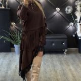 FELPA DALLAS CON FRANGE LUNGHE colore marrone