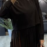 FELPA DALLAS CON FRANGE LUNGHE colore nero