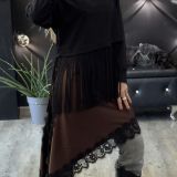 FELPA DALLAS CON FRANGE LUNGHE colore nero