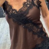 TOP LINGERIE CON INSERTI IN PIZZO  marrone