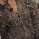 Cardigan Pelosetto con Frangette – Soft Knit Look colore caffè’