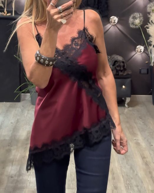 TOP LINGERIE CON INSERTI IN PIZZO  bordeaux