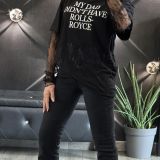 T-SHIRT STAMPA CON PIZZO nero