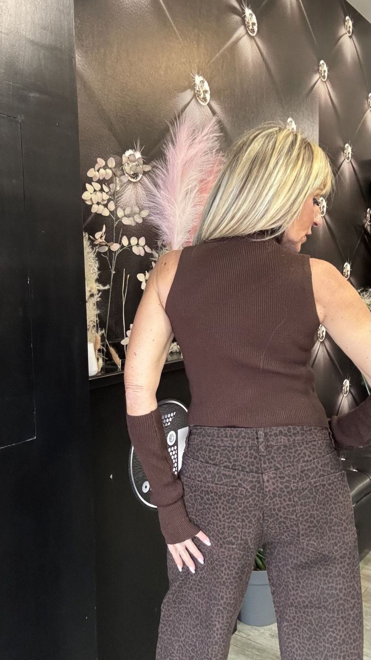 TOP LUPETTO CON MANICOTTI cioccolato