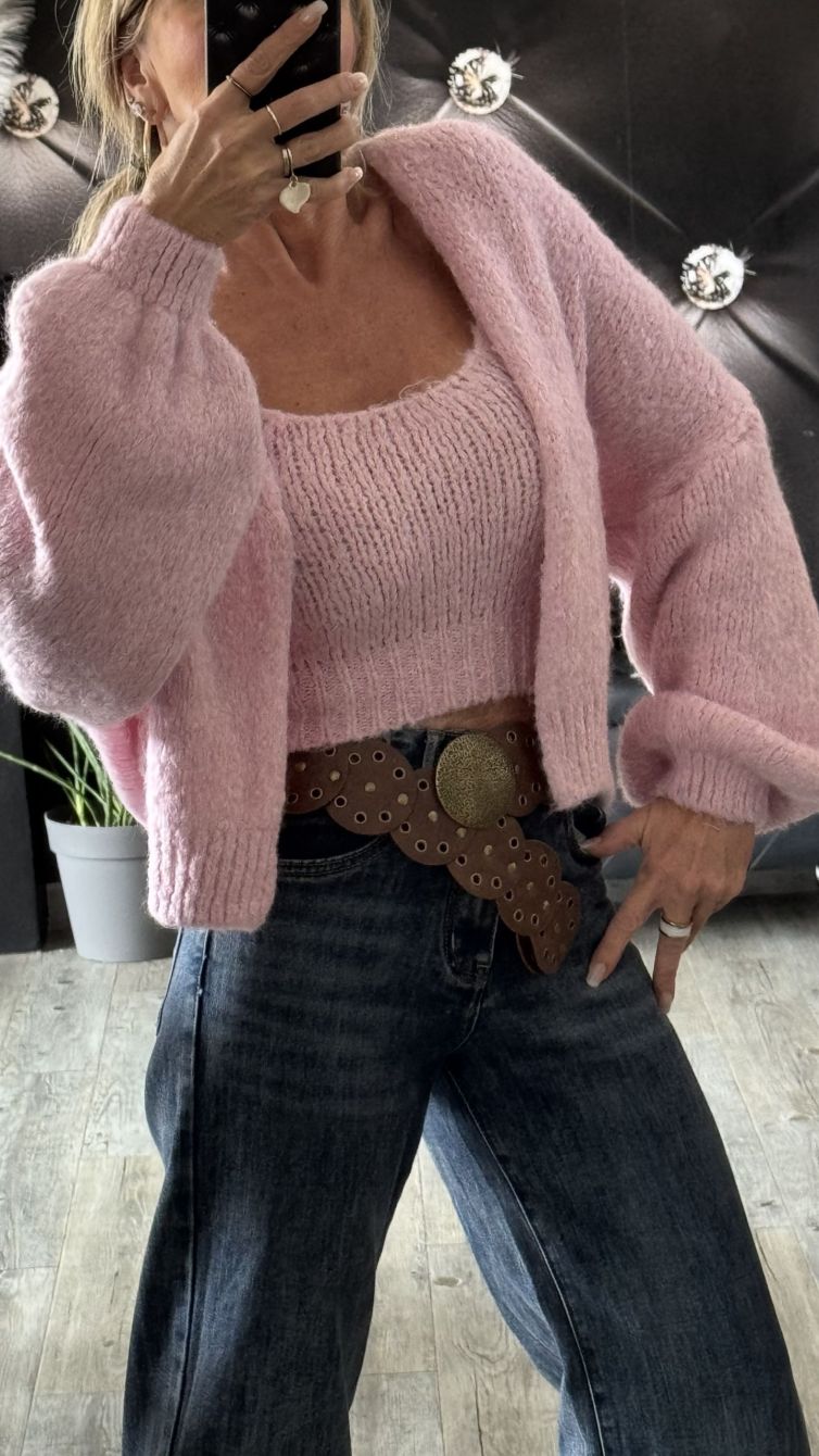 COORDINATO TOP E CARDIGAN IL LANA SOFFICE rosa