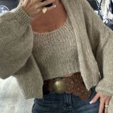 COORDINATO TOP E CARDIGAN IL LANA SOFFICE  nocciola