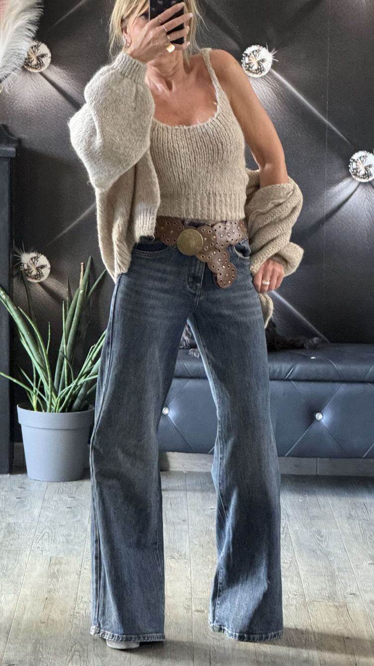 COORDINATO TOP E CARDIGAN IL LANA SOFFICE nocciola