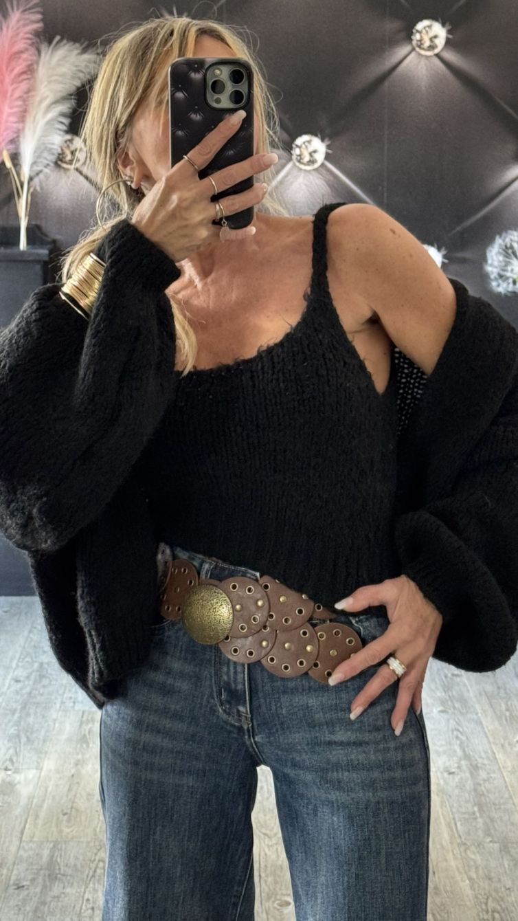 COORDINATO TOP E CARDIGAN IL LANA SOFFICE nero