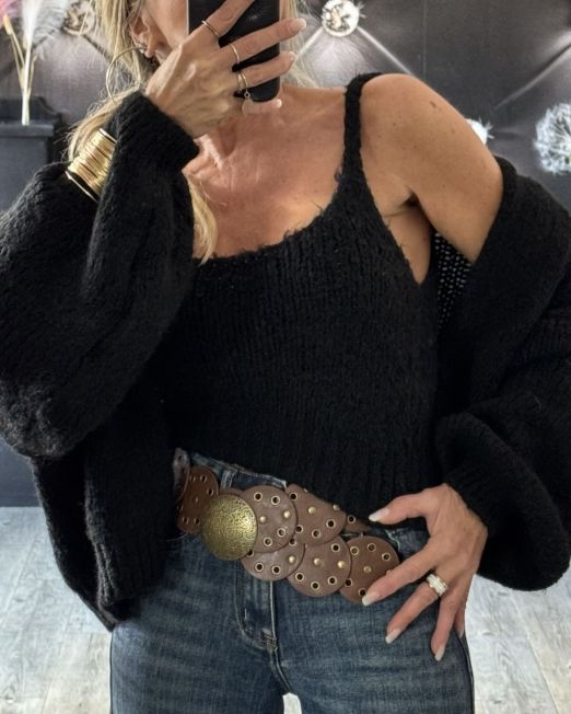 COORDINATO TOP E CARDIGAN IL LANA SOFFICE  nero
