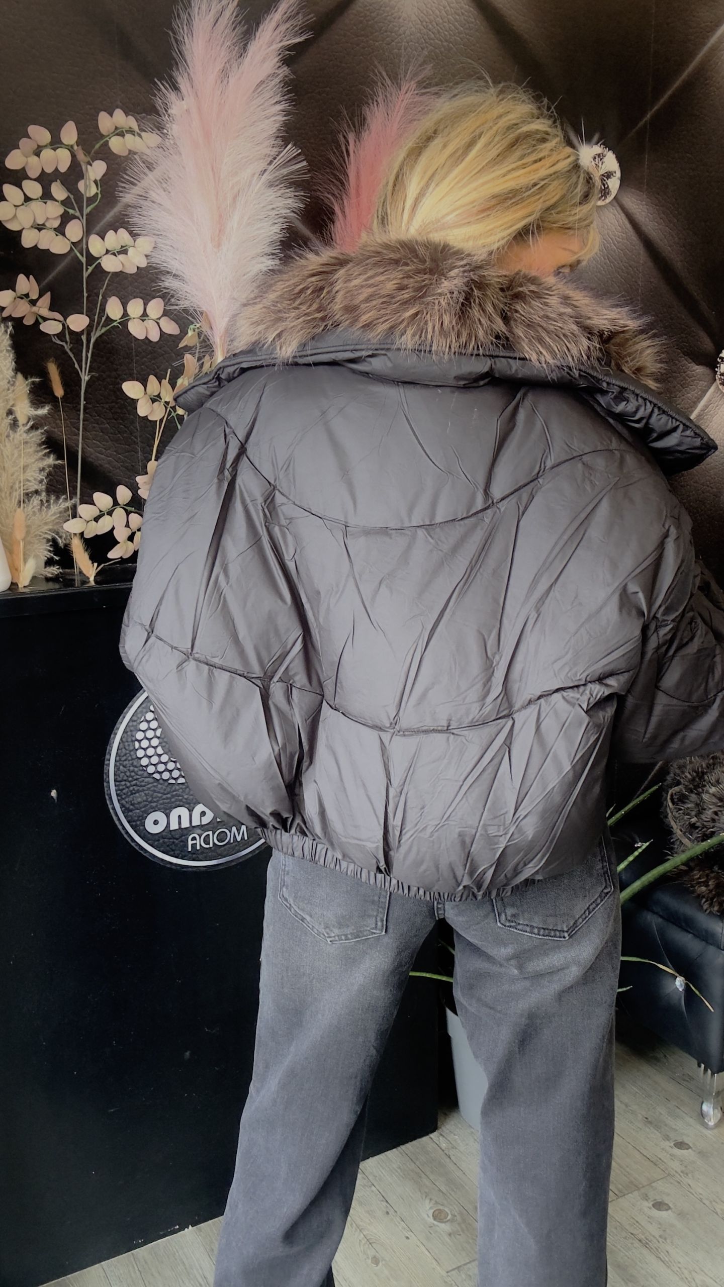 GIACCA PIUMINO CON COLLO PELLICCIA neri