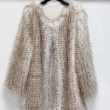 CAPPOTTO IN ECO PELLICCIA EFFETTO LINCE crema