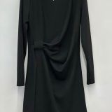 VESTITO DRAPPEGGIATO CON BORDO IN PIZZO nero