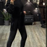 LEGGINGS LUCIDI IN LYCRA CON STAFFE nero