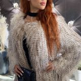 CAPPOTTO IN ECO PELLICCIA EFFETTO LINCE crema