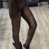 LEGGINGS LUCIDI IN LYCRA CON STAFFE marrone