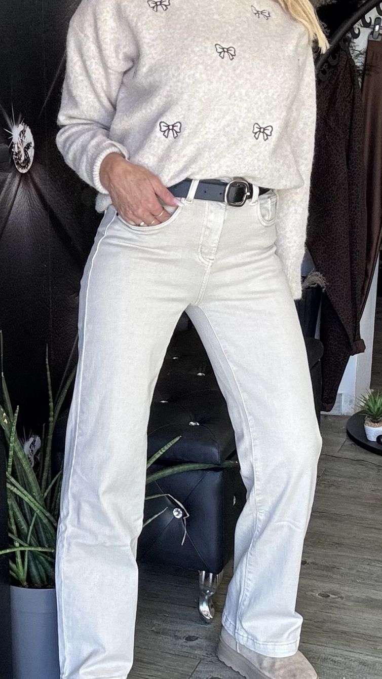 PANTALONE ELASTICIZZATO GAMBA DRITTA colore latte