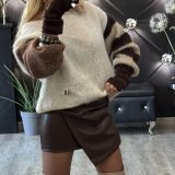 MAGLIONE SOFT BICOLORE panna e marrone
