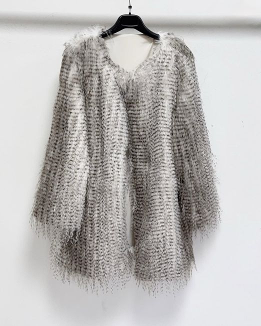 CAPPOTTO IN ECO PELLICCIA EFFETTO LINCE tortora