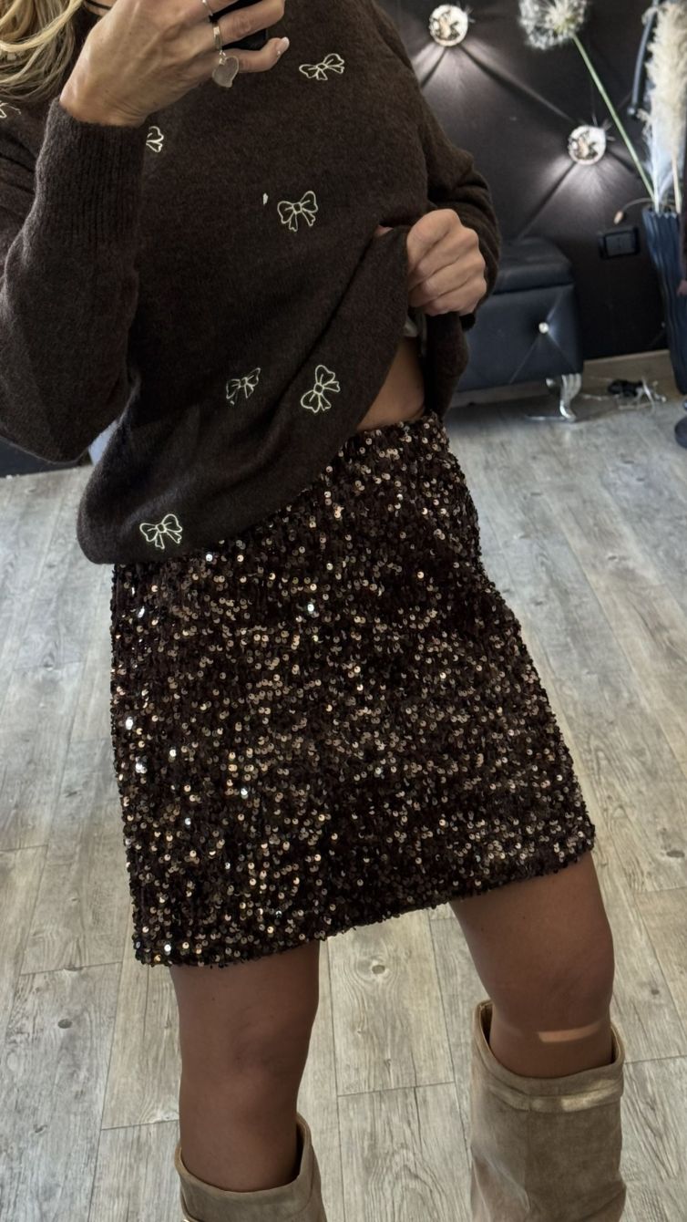 GONNA PAILLETTES colore testa di moro