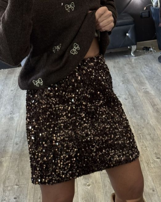 GONNA PAILLETTES colore testa di  moro