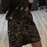 GONNA PAILLETTES colore testa di  moro