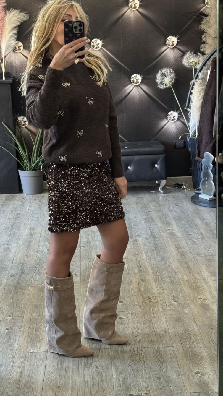 GONNA PAILLETTES colore testa di moro