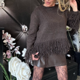 MAGLIONE FRANGE marrone