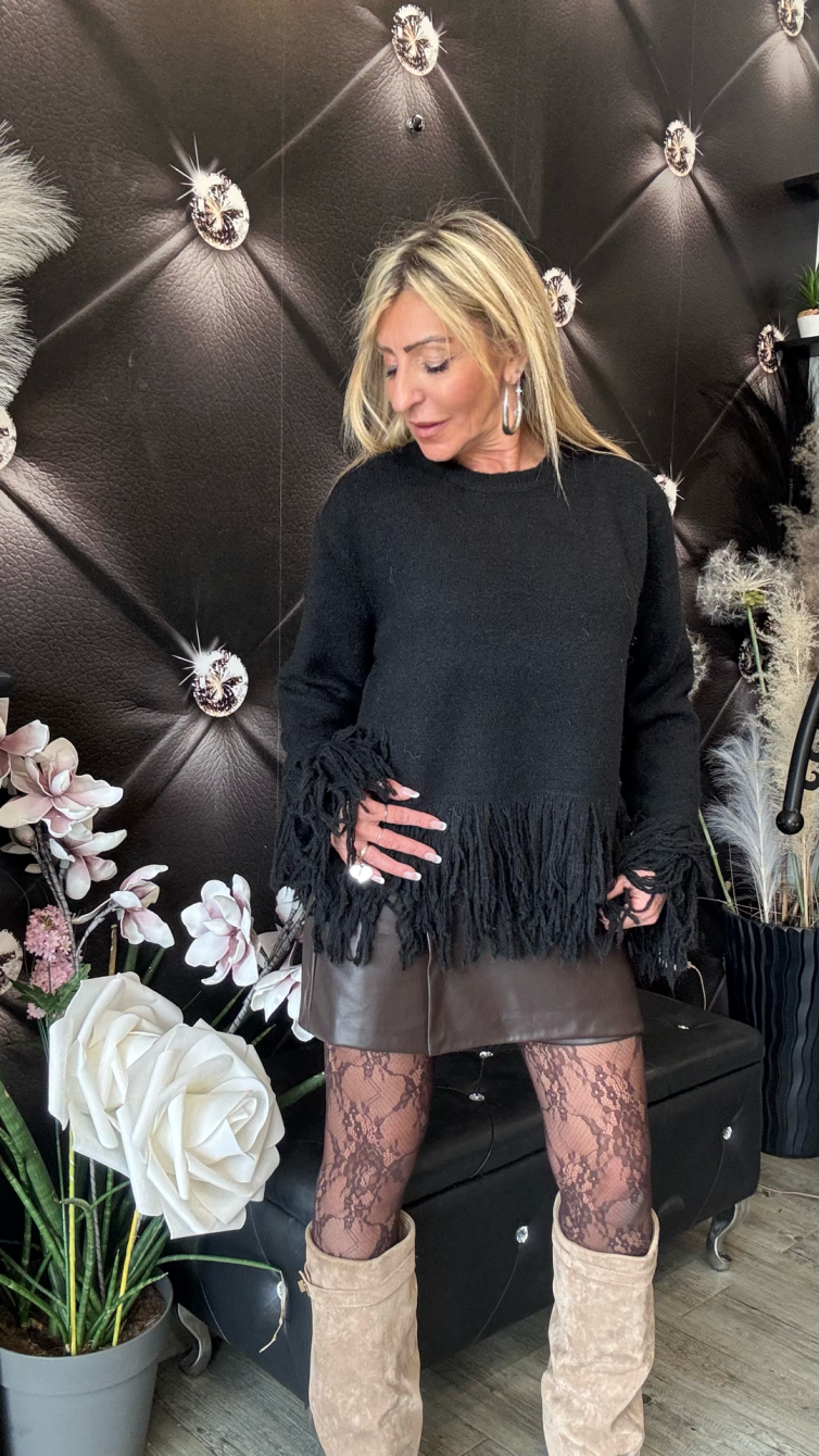 MAGLIONE FRANGE nero