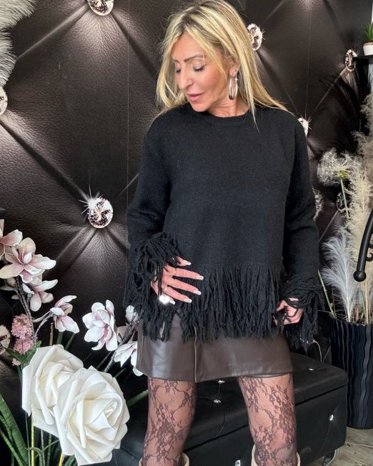 MAGLIONE FRANGE nero
