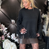 MAGLIONE FRANGE  nero