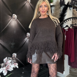MAGLIONE FRANGE marrone
