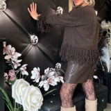 MAGLIONE FRANGE marrone