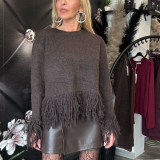 MAGLIONE FRANGE marrone