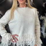 MAGLIONE FRANGE burro