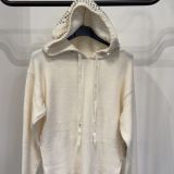 MAGLIONE CON CAPPUCCIO PAILLETTES panna