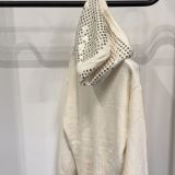 MAGLIONE CON CAPPUCCIO PAILLETTES panna