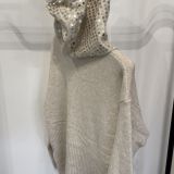 MAGLIONE CON CAPPUCCIO PAILLETTES beige