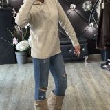 MAGLIONE CON CAPPUCCIO PAILLETTES beige