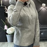 MAGLIONE CON CAPPUCCIO PAILLETTES grigio perla