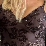 BODY SCINTILLANTE PAILLETTES FLOREALI marrone scuro