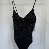 BODY SCINTILLANTE PAILLETTES FLOREALI nero