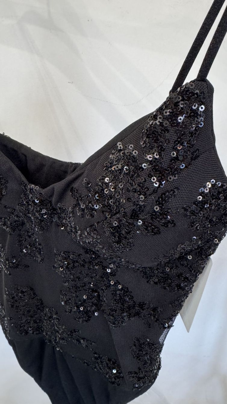 BODY SCINTILLANTE PAILLETTES FLOREALI nero