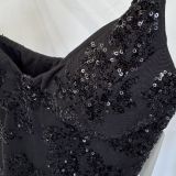 BODY SCINTILLANTE PAILLETTES FLOREALI nero