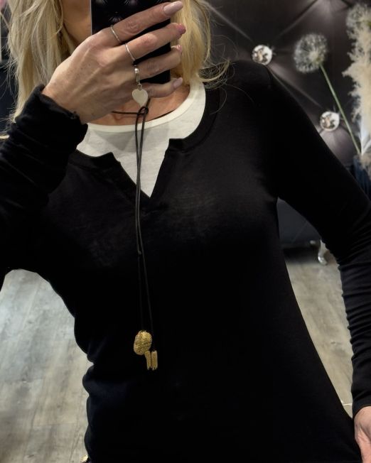 T-SHIRT DOPPIATA LUMINA color nero e bianco