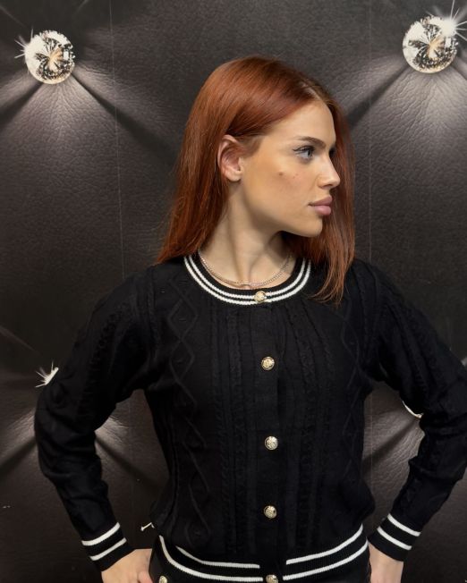 CARDIGAN CON DETTAGLI A CONTRASTO nero