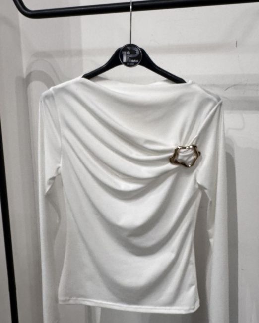 MAGLIA CON DRAPPEGGIO bianco